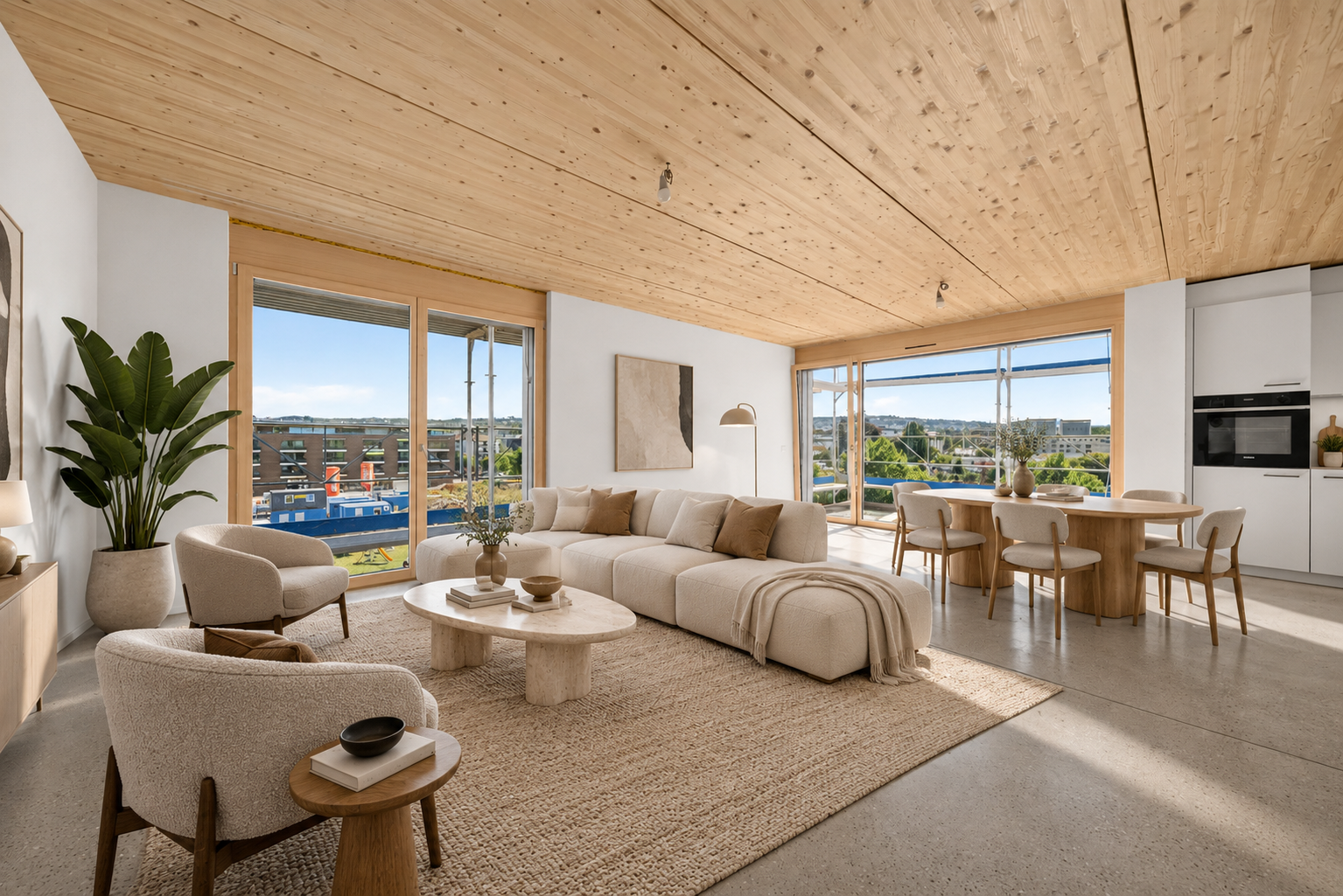 Salon et coin repas — Bois 8 Ecublens